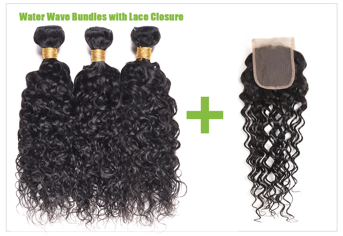 Indian Wet And Wavy Human Hair 3 Bundles Wet and Wavy Virgin Human Hair Bundles Unprocessed Virgin Hair Bundle Deals No Shedding Weave Extensions 5 Water Wave Hair Weave Bundles With Lace Closure Deals 1