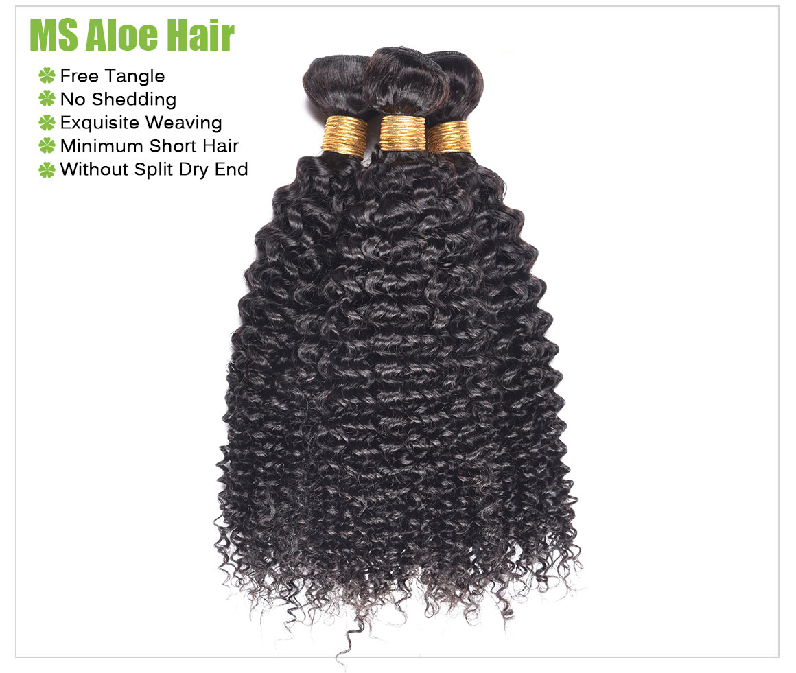 Ms Aloe Hair Brazilian Curly Human Hair Weft With Closure 100% Virgin Human Hair 4 Bundles With Closure 13 curly weave hair bundles 2