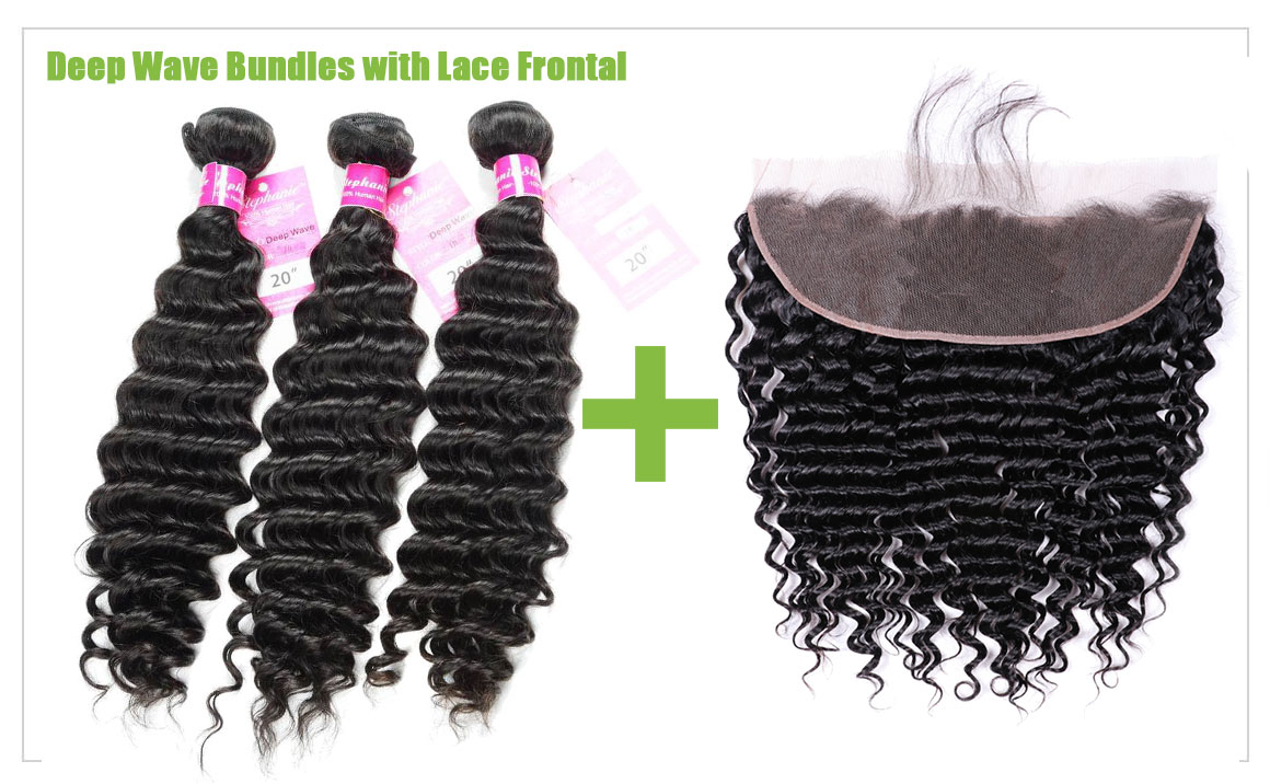 Ms Aloe Hair Brazilian Deep Wave 3 Bundles with Lace Frontal Closure Unprocessed Virgin Remy Human Hair with 13x4 Ear to Ear Closure With Baby Hair 5 deep wave hair bundles with lace frontal