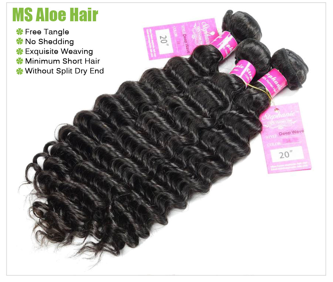 Ms Aloe Hair Brazilian Deep Wave 3 Bundles with Lace Frontal Closure Unprocessed Virgin Remy Human Hair with 13x4 Ear to Ear Closure With Baby Hair 6 deep wave human hair bundles 2