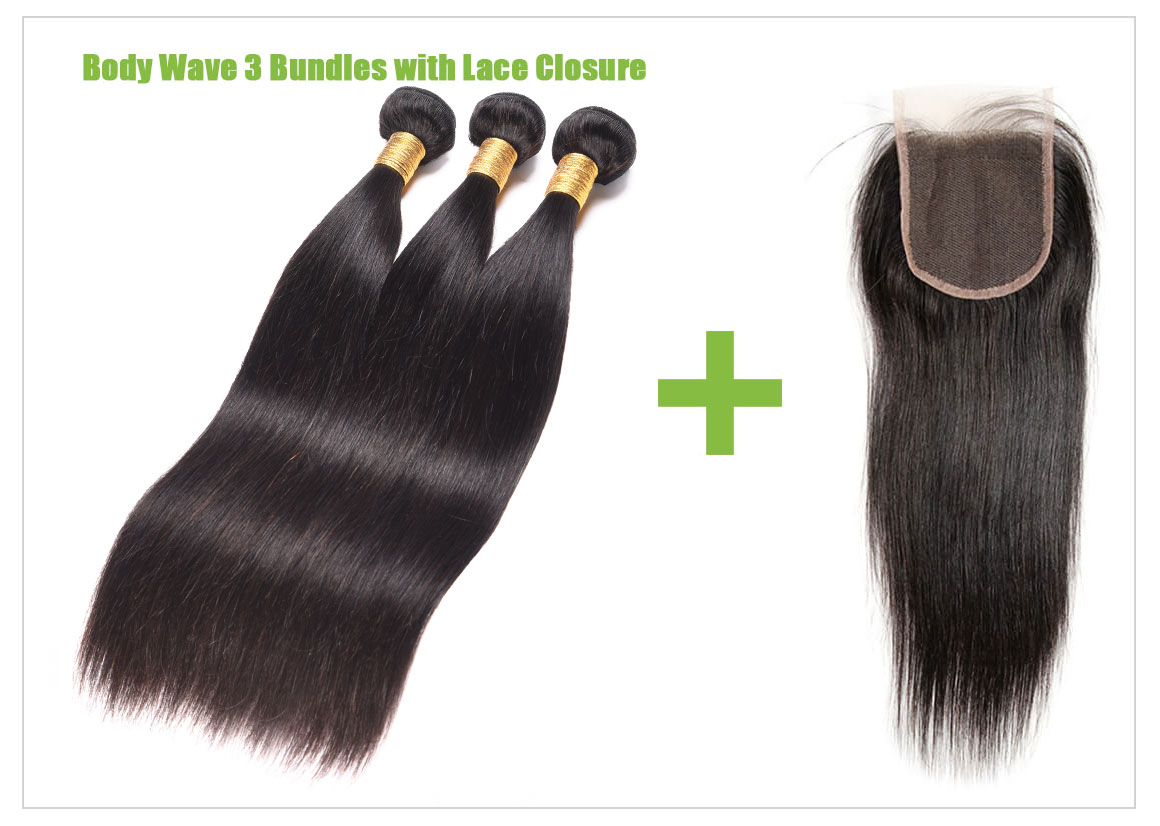 Ms Aloe Hair Peruvian Straight Hair 3 Bundles With Closure 10A Remy Virgin Human Hair Bundles With Closure 5 straight human hair bundles with lace closure 01