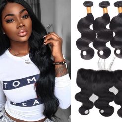 Peruvian Body Wave Hair 3 Bundles With Lace Frontal Virgin Human Hair