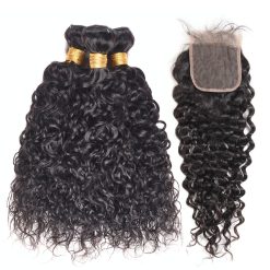 Water Wave Hair Weave 3 Bundles With Lace Closure 1