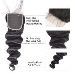 Ms Aloe Hair Brazilian Virgin Hair 4 Bundles With Closure Loose Deep Wave 10A Human Hair Weave Bundles With Closure 11 loose deep wave lace closure