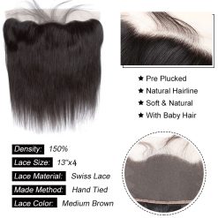 Ms Aloe 10A Grade Straight Hair 4 Bundles with 13×4 Lace Frontal Brazilian Straight Human Hair Weave 4 Bundles with Ear to Ear Lace Frontal 13 straight hair lace frontal