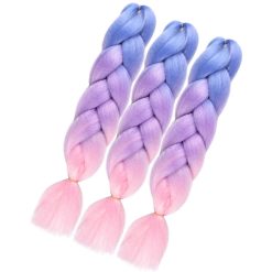 Jumbo Braiding Hair Ombre Colorful Synthetic Braiding Hair Extensions 24inch High Temperature Fiber Ombre Twist Crochet Yaki Braids Hair(3Packs,Blue-Purple-Pink) 8 Kanekalon Jumbo Braiding Hair Ombre Colorful Blue-Purple-Pink