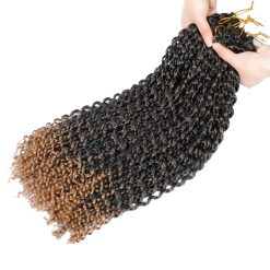 Ms Aloe 6Packs Passion Twist Hair Blonde Ombre Water Wave Crochet Hair 18inch Pre-Looped Long Bohemian Curly Synthetic Braiding Hair Extensions 22Strands/Pack(1B/27#,480g/Lot) 10 Passion Twist Hair Blonde Ombre Water Wave Crochet Hair