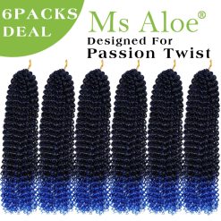 Passion Twist Hair Blue Ombre Water Wave Crochet Hair