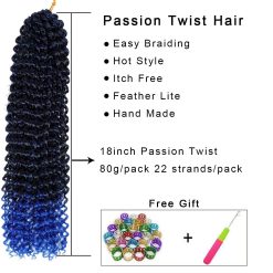 Passion Twist Hair Blue Ombre Water Wave Crochet Hair