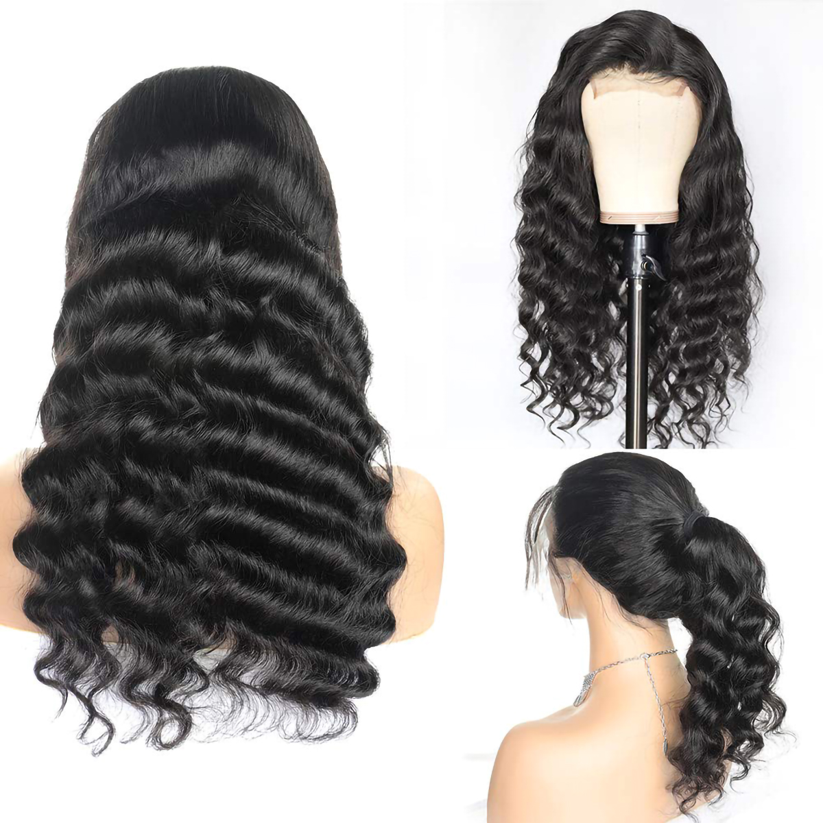 Loose Deep Wave Full Lace Wigs Human Hair with Baby Hair Pre Plucked Brazilian Virgin Remy Human Hair Wigs for Women Natural Color 6 Loose Deep Wave Full Lace Wigs