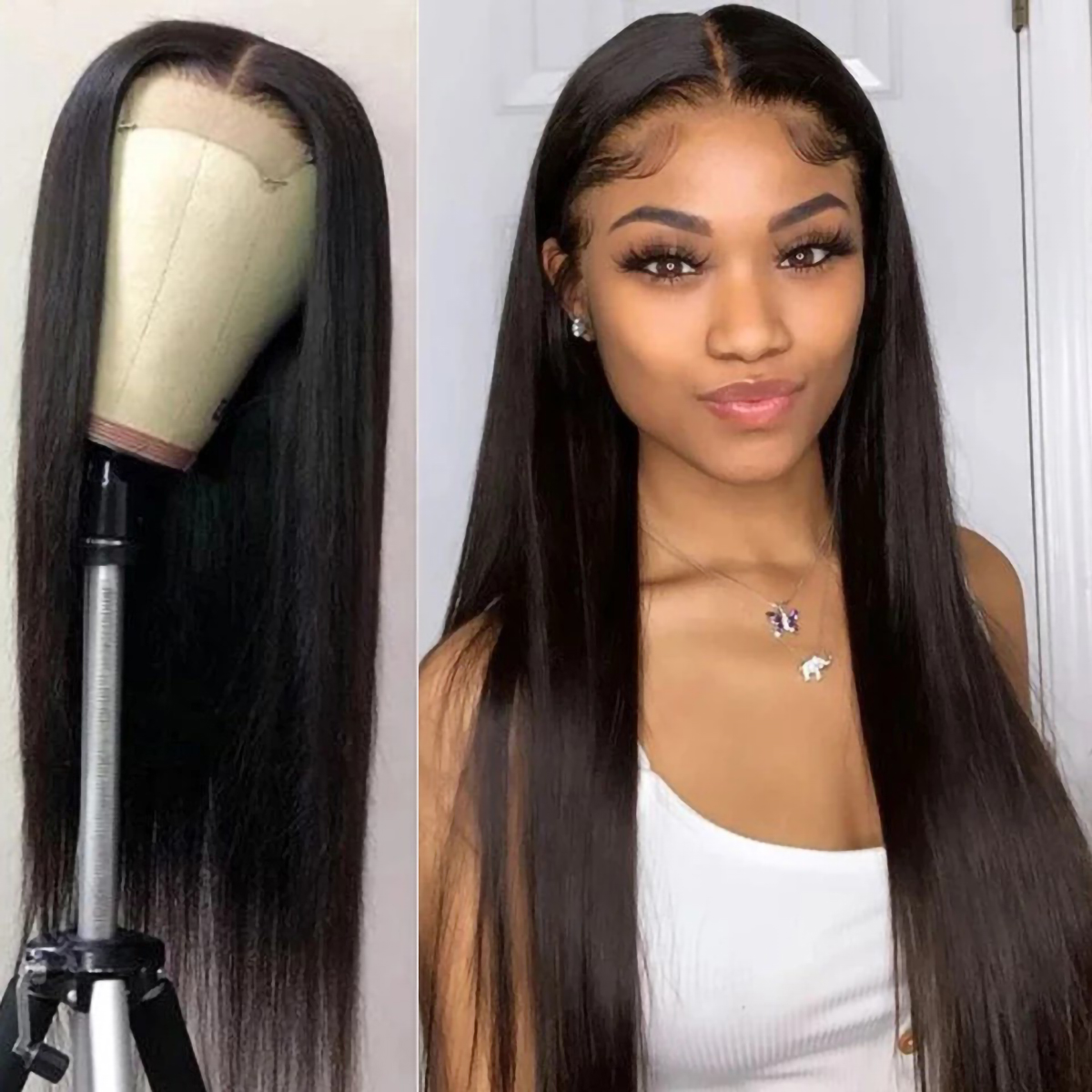 Straight Hair 5x5 Lace Closure Wigs Brazilian Virgin Human Hair Straight Lace Frontal Wigs with Baby Hair Natural Hairline 10 Straight Hair 5x5 Lace Closure Wigs