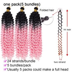 Jerry Curly Crochet Braid Hair Bundle Ombre Pink