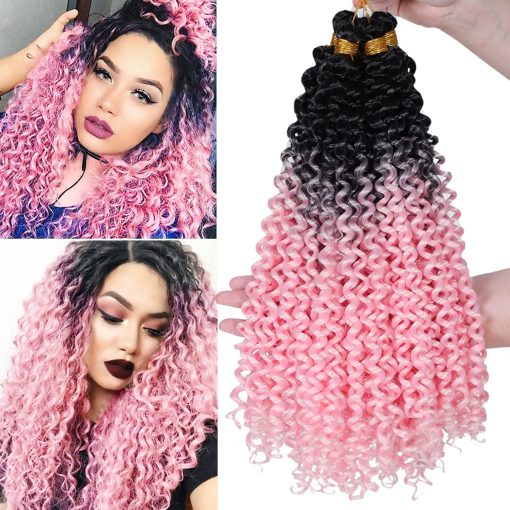 Jerry Curly Crochet Braid Hair Bundle Ombre Pink