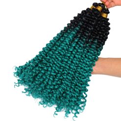 5Pack Marlybob Water Wave Crochet Curly Hair 100g/pack Jerry Curly Crochet Braids Ombre Green Kinky Curly Synthetic Twist Braiding Hair for Black Women(1B/Green) 10 Synthetic Twist Braiding 1b Green