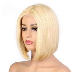 613 Honey Blonde Bob Wig 13x4 Transparent Lace Frontal Human Hair Wigs 6 613 blonde Straight bob wig 1