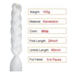 White Braiding Hair Extensions Shining Braiding Hair Braids Hair Synthetic Jumbo Braiding Hair Glow in the Dark Braids(White ,5pack) 11 White Braiding Hair