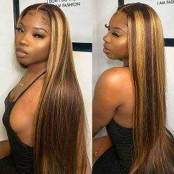 Benefits Of Wearing Glueless Lace Front Wigs 6 Highlight Brown Straight Wig