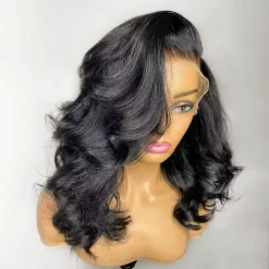 Body Wave HD Lace Frontal Wig Short Wavy Glueless Wig Pre-bleached Knots 180% Density Pre-plucked Hairline 14 Body Wave HD Lace Frontal Wig 1