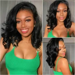 Body Wave HD Lace Frontal Wig Short Wavy Glueless Wig Pre-bleached Knots 180% Density Pre-plucked Hairline 23 Body Wave HD Lace Frontal Wig 17