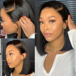 Glueless Straight Short Bob Wigs Brazilian Clear Lace 180% Density Hd Closure Wig Human Hair 15 Glueless Straight Short Bob Wigs