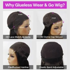 Glueless Straight Short Bob Wigs Brazilian Clear Lace 180% Density Hd Closure Wig Human Hair 14 Glueless Straight Short Bob Wigs