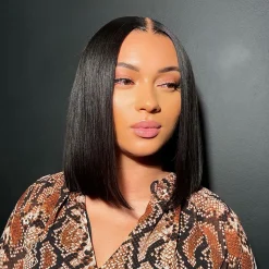 Glueless Straight Short Bob Wigs Brazilian Clear Lace 180% Density Hd Closure Wig Human Hair 16 Glueless Straight Short Bob Wigs 9