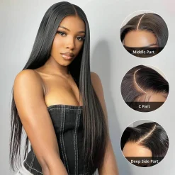 Pre-bleached Knots Straight HD Lace Frontal Wig 180% Density 6×5 Pre-cut Lace Wear & Go Glueless Wig 14 Straight HD Lace Frontal Wig