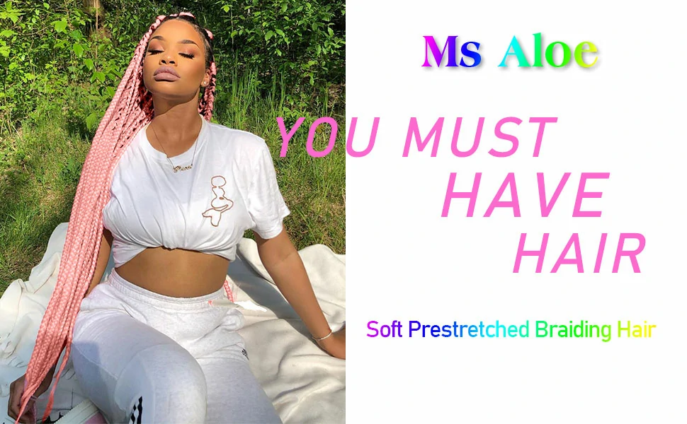 Pre Stretched Braiding Hair Pink Braiding Hair 6 Pack Knoteless Braids Hair Colored Pre stretched Braiding Hair 26inch(Peach Pink) 13 Braiding Hair Pink