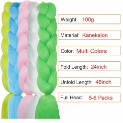 Luminous Rainbow Braiding Hair