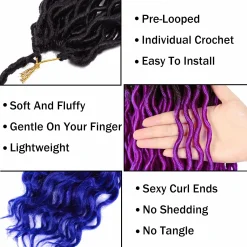 Ombre Purple Blue Faux Locs